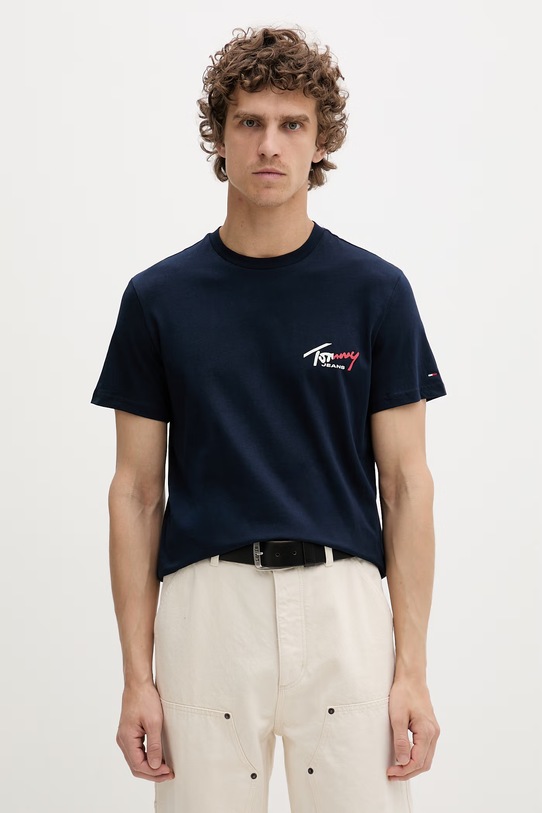 Tommy Jeans T-shirt męski bawełniany granatowy DM0DM22538