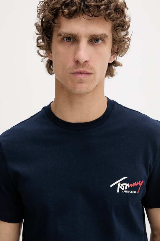 Tommy Jeans T-shirt męski bawełniany granatowy DM0DM22538