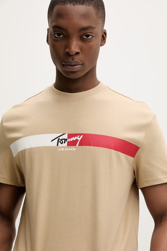 Tommy Jeans t-shirt męski bawełniany beżowy DM0DM22539