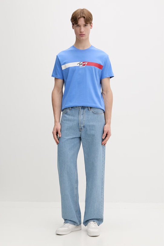 Tommy Jeans T-shirt ανδρικό βαμβακερό DM0DM22539 μπλε SS26