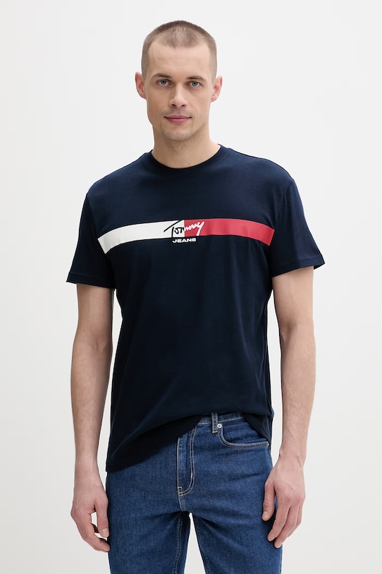 Tommy Jeans t-shirt męski bawełniany granatowy DM0DM22539