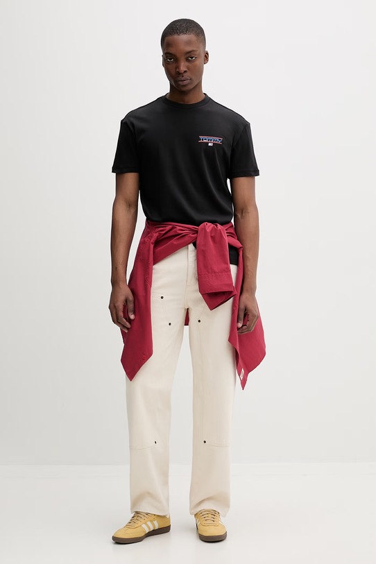 Tommy Jeans T-shirt męski bawełniany DM0DM22541 czarny SS26