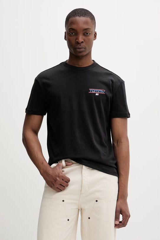 Odzież Tommy Jeans T-shirt męski bawełniany DM0DM22541 czarny