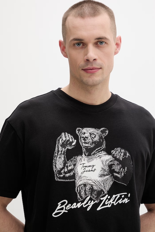 Tommy Jeans t-shirt męski bawełniany czarny DM0DM22543