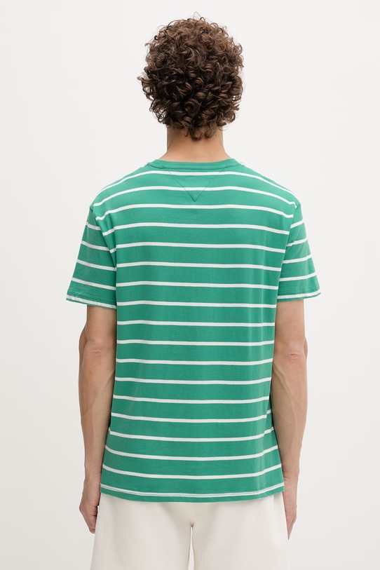 Odzież Tommy Jeans T-shirt męski bawełniany DM0DM22544 zielony