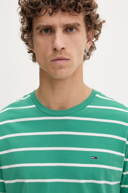 Tommy Jeans T-shirt męski bawełniany zielony DM0DM22544