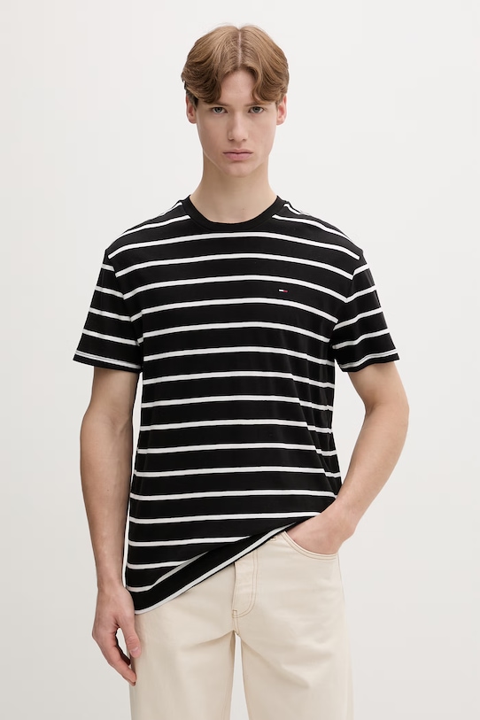 Tommy Jeans T-shirt męski bawełniany czarny DM0DM22544