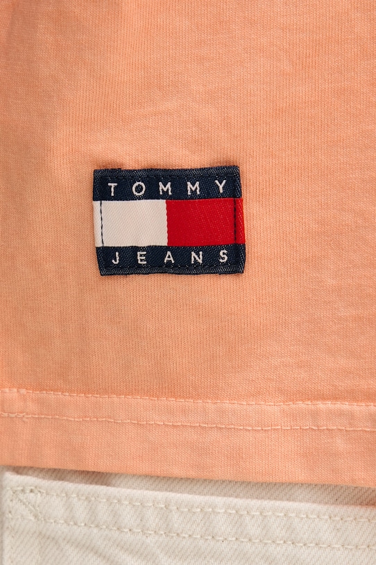 Tommy Jeans t-shirt basic męski bawełniany DM0DM22545 pomarańczowy