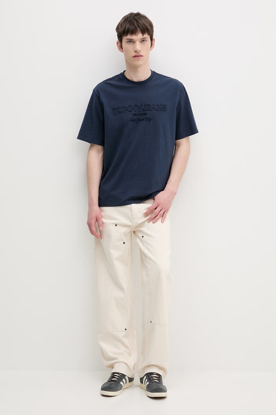 Tommy Jeans t-shirt basic męski bawełniany DM0DM22545 granatowy SS26