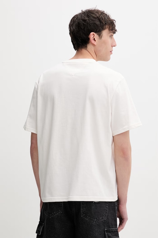 Odzież Tommy Jeans T-shirt męski bawełniany DM0DM22546 beżowy