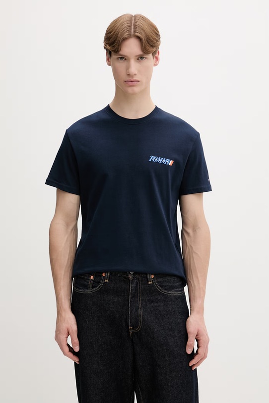 Odzież Tommy Jeans T-shirt męski bawełniany DM0DM22547 granatowy