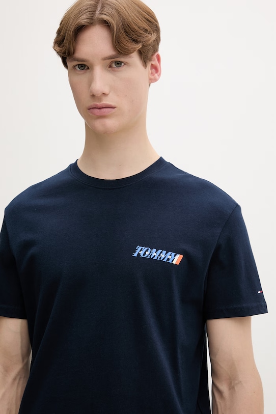 Tommy Jeans T-shirt męski bawełniany granatowy DM0DM22547