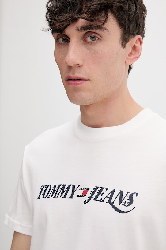 Tommy Jeans T-shirt męski bawełniany beżowy DM0DM22548
