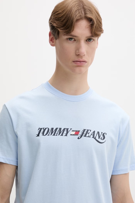 Tommy Jeans T-shirt męski bawełniany niebieski DM0DM22548