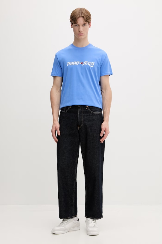 Tommy Jeans T-shirt męski bawełniany DM0DM22548 niebieski SS26