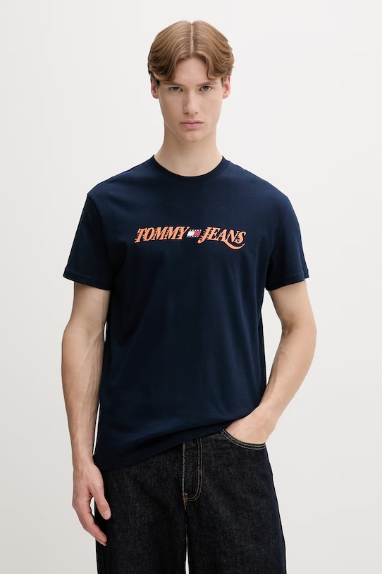 Tommy Jeans T-shirt męski bawełniany granatowy DM0DM22548