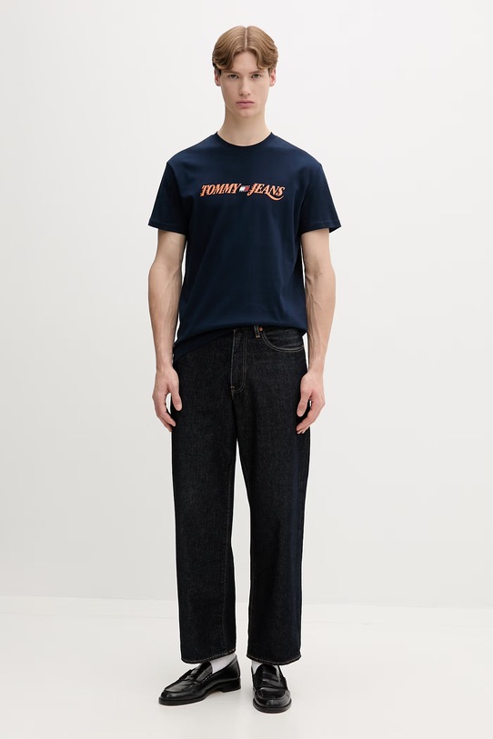 Tommy Jeans T-shirt męski bawełniany DM0DM22548 granatowy SS26
