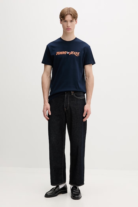 Tommy Jeans T-shirt męski bawełniany DM0DM22548 granatowy SS26