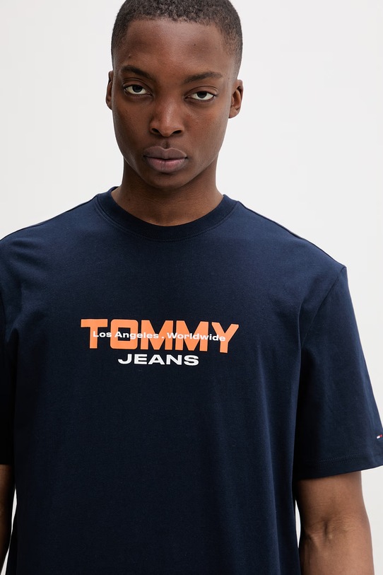 Tommy Jeans T-shirt męski bawełniany granatowy DM0DM22550