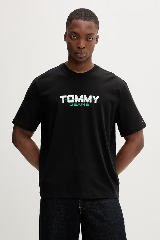 Tommy Jeans T-shirt męski bawełniany czarny DM0DM22550