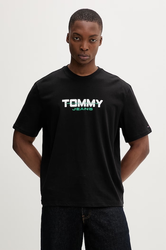 Tommy Jeans T-shirt męski bawełniany czarny DM0DM22550