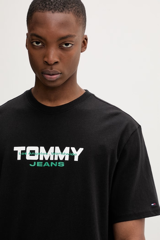 Tommy Jeans T-shirt męski bawełniany czarny DM0DM22550