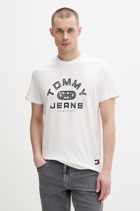 Tommy Jeans tricou pentru bărbați, din bumbac bej DM0DM22551