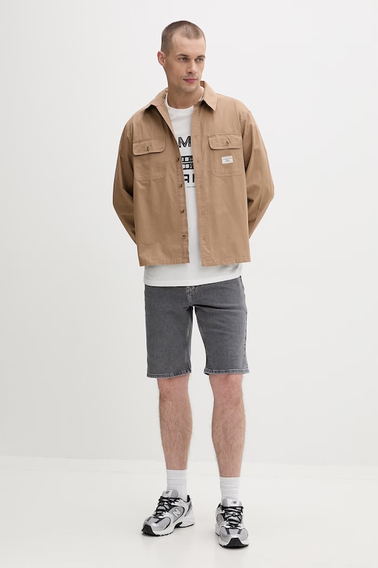 Tommy Jeans t-shirt męski bawełniany DM0DM22551 beżowy SS26