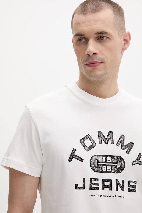 Tommy Jeans t-shirt męski bawełniany beżowy DM0DM22551