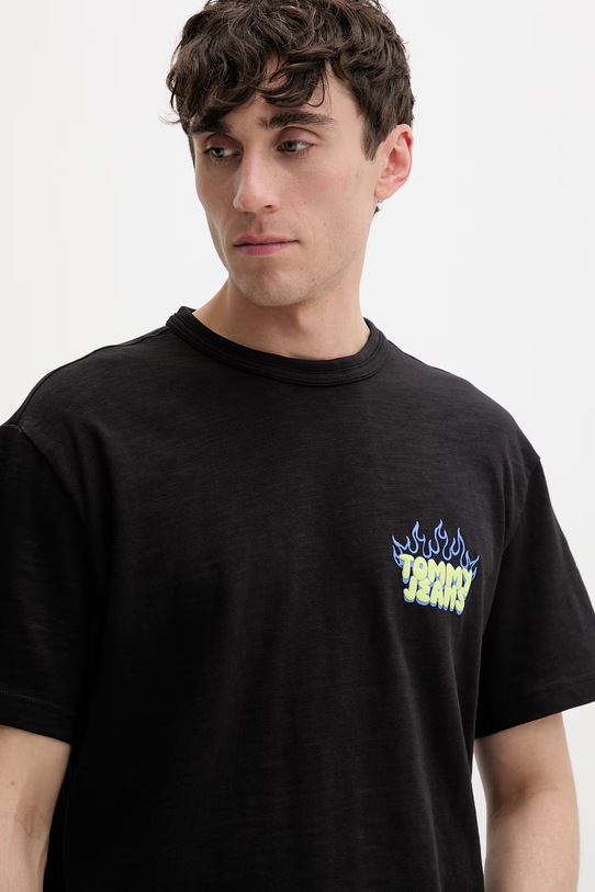 Tommy Jeans T-shirt męski bawełniany czarny DM0DM22552