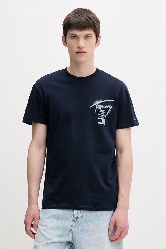 Tommy Jeans t-shirt męski bawełniany granatowy DM0DM22553