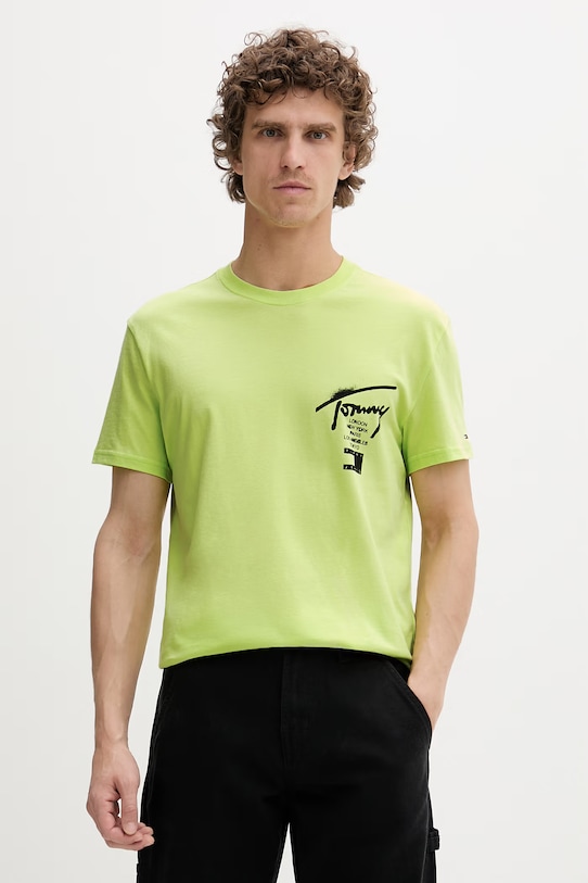 Odzież Tommy Jeans t-shirt męski bawełniany DM0DM22553 zielony