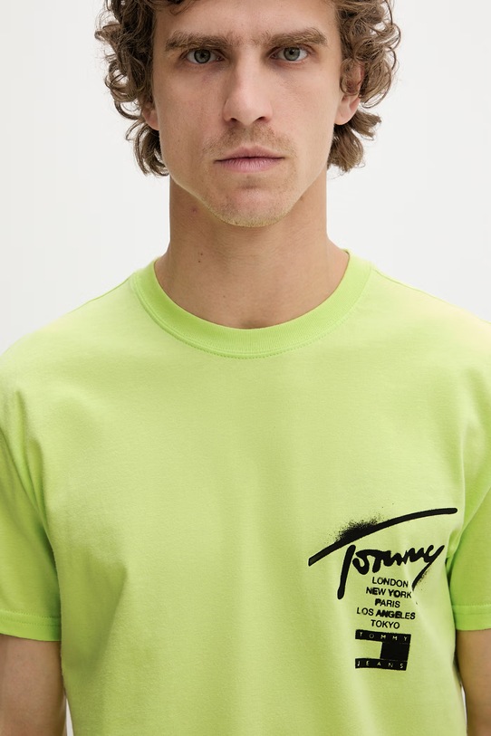 Tommy Jeans t-shirt męski bawełniany zielony DM0DM22553