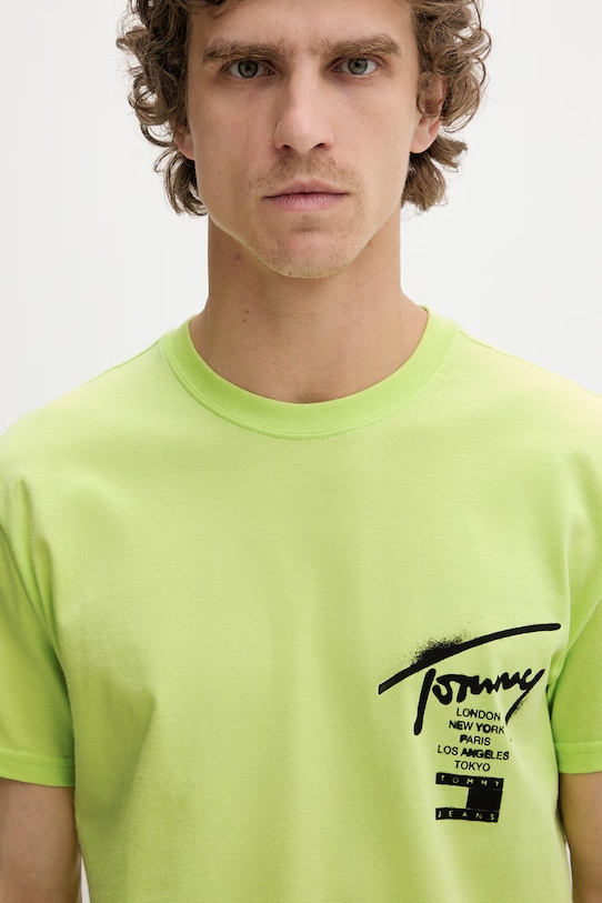 Tommy Jeans t-shirt męski bawełniany zielony DM0DM22553