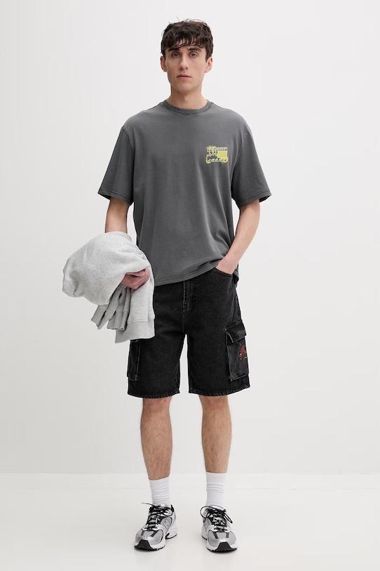 Tommy Jeans T-shirt męski bawełniany DM0DM22554 szary SS26