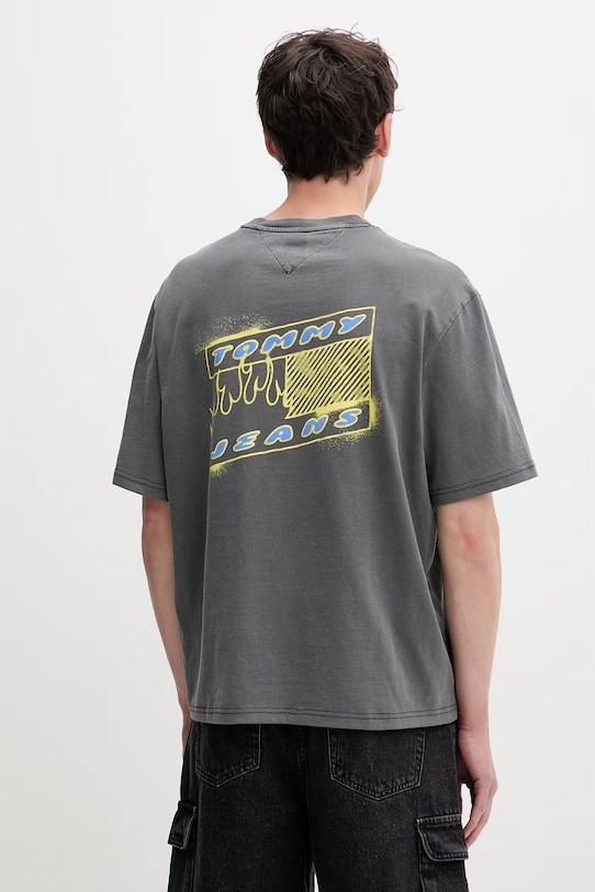 Odzież Tommy Jeans T-shirt męski bawełniany DM0DM22554 szary