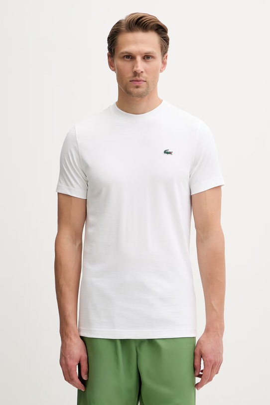 Odzież Lacoste T-shirt męski z bawełną TH4762 beżowy