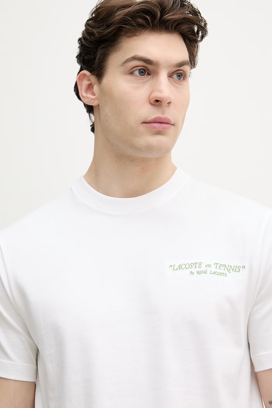 Lacoste t-shirt męski bawełniany biały TH1425