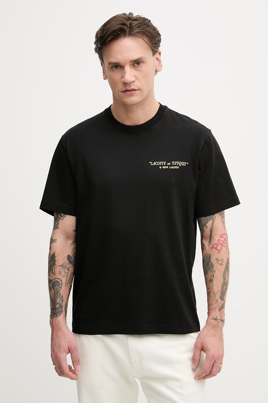 Odzież Lacoste t-shirt męski bawełniany TH1425 czarny