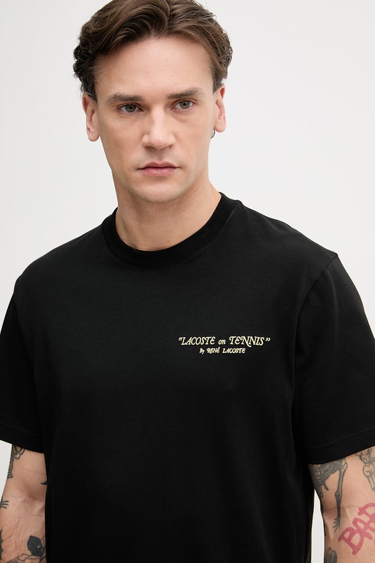 Lacoste t-shirt męski bawełniany czarny TH1425