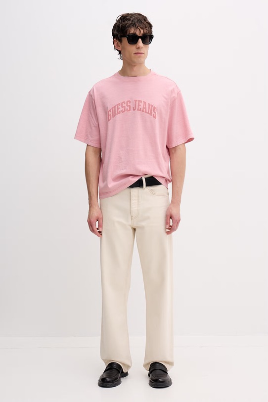 Guess Jeans t-shirt męski bawełniany M6GIB6.K8FQ4 różowy SS26