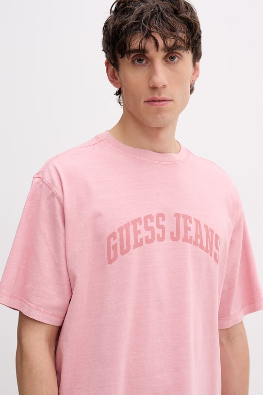 Guess Jeans t-shirt męski bawełniany różowy M6GIB6.K8FQ4