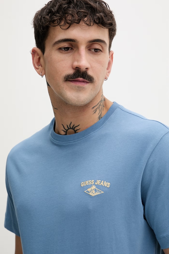 Guess Jeans t-shirt męski bawełniany niebieski M6GIB7.K8HM0