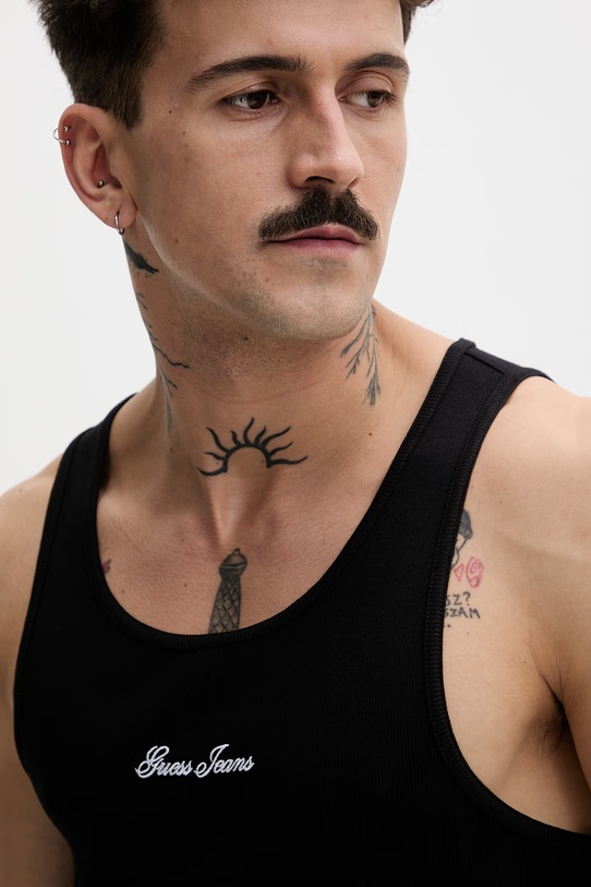 Guess Jeans pánsky top s bavlnou čierna M6GP05.KA0H1