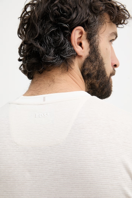 BOSS majica za muškarce s dodatkom lana BOSS X ASTON MARTIN 50558830 bež