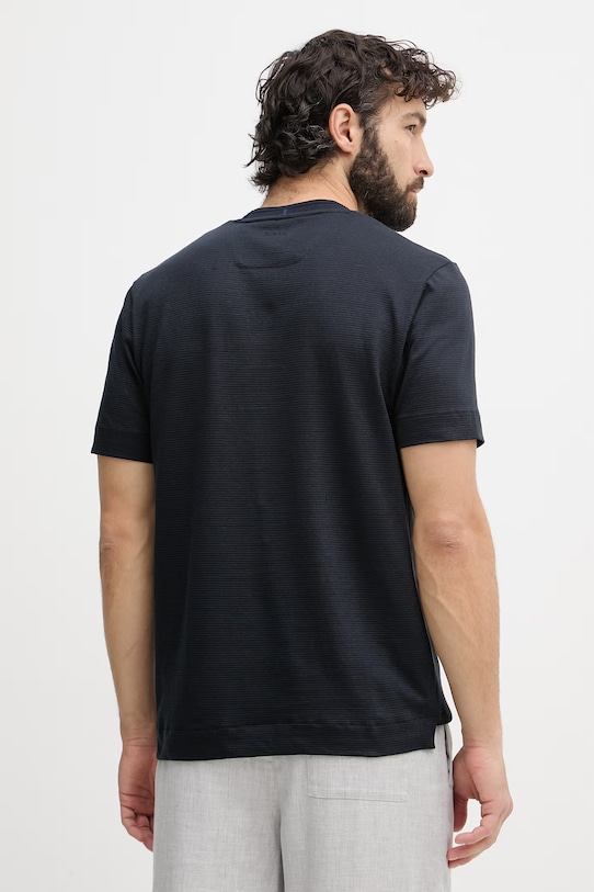 Odzież BOSS T-shirt męski z dodatkiem lnu BOSS X ASTON MARTIN 50558830 granatowy