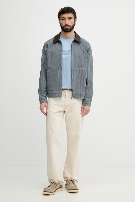 BOSS t-shirt męski bawełniany BOSS X ASTON MARTIN 50559765 niebieski SS26