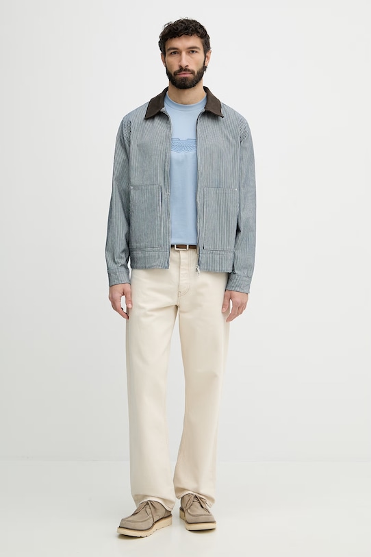 BOSS t-shirt męski bawełniany BOSS X ASTON MARTIN 50559765 niebieski SS26