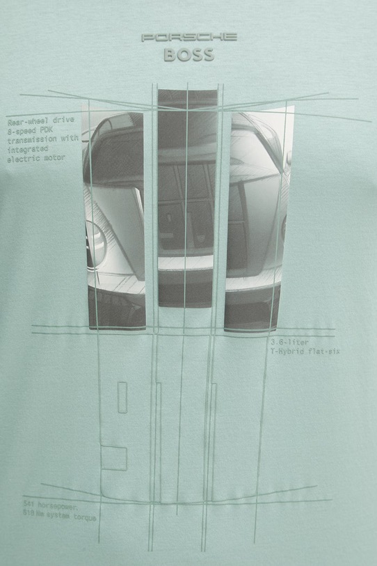 BOSS Green T-shirt Ανδρικό βαμβακερό BOSS X PORSCHE 50559811 πράσινο