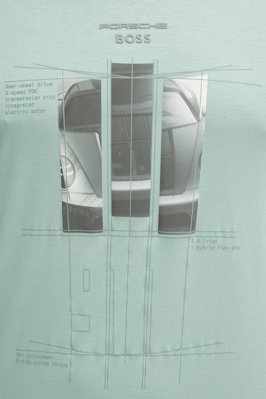 BOSS Green T-shirt Ανδρικό βαμβακερό BOSS X PORSCHE 50559811 πράσινο